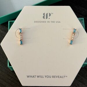 Bomb Party Blue Topaz Ice Crystal CZ Earrings On Rose Gold Women's Jewelry